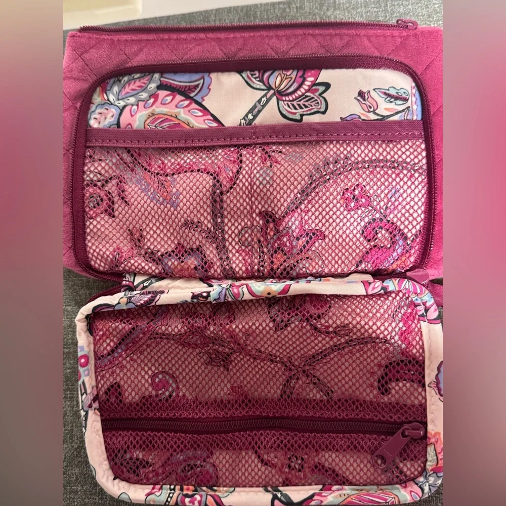 Vera Bradley Quilted Makeup Travel Bag – Berry Pink Velvet